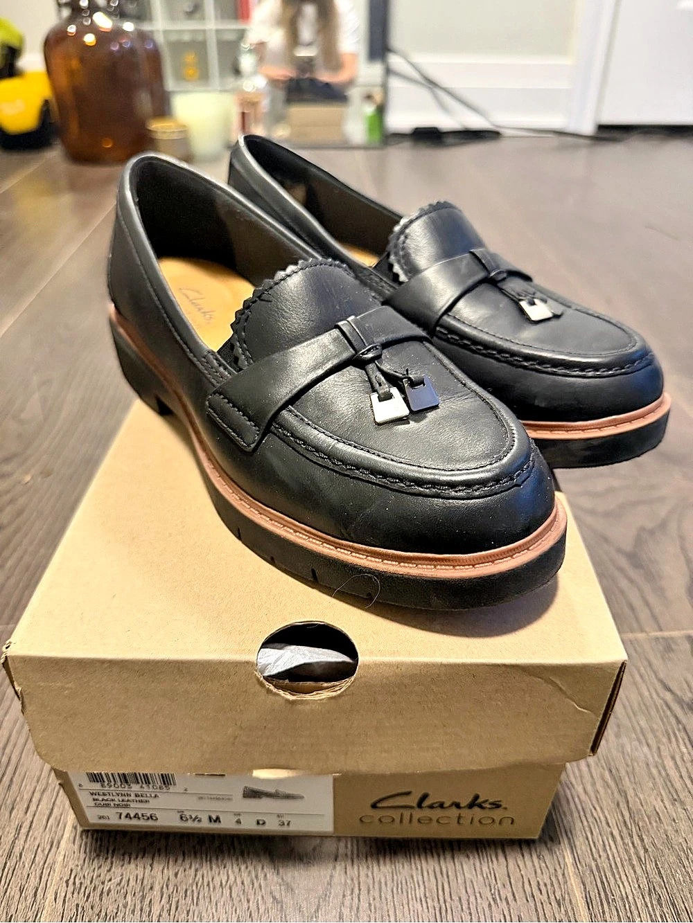 Clarks Westlynn Bella Leather Loafers Black US 6.5 D